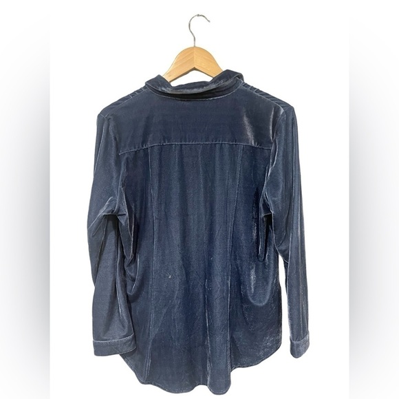 Coldwater Creek Smoke Navy Blue Pintuck Bal-Collar Top Long Sleeve Tunic Sz PM - Picture 6 of 9
